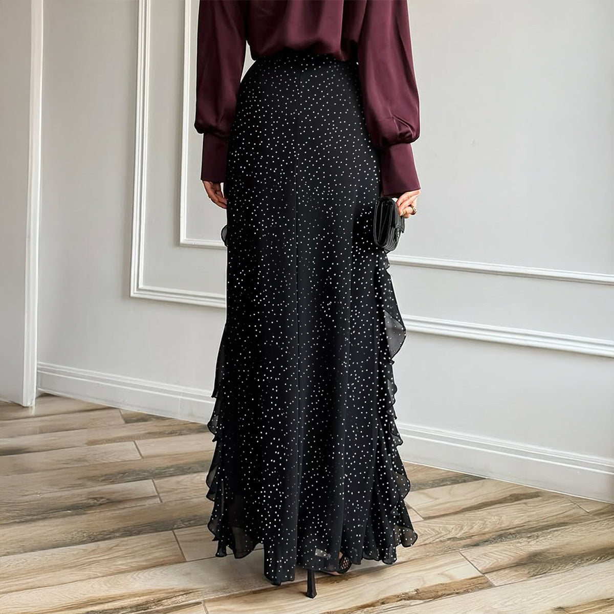 Casual Vacation Polka-Dot Lace Long Skirt Women's Skirt