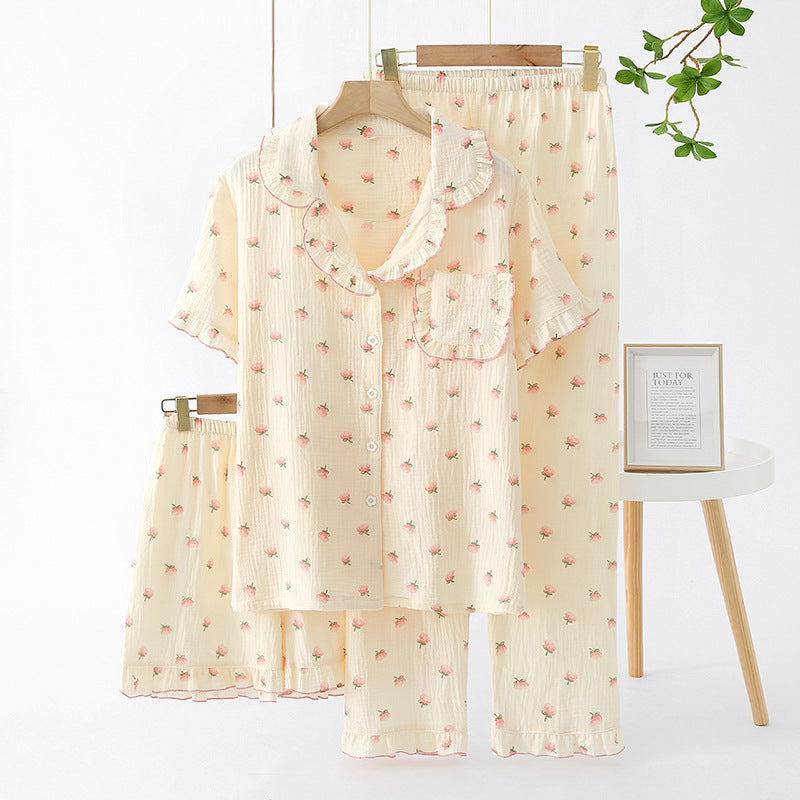 Women's Crepe Cotton Yarn Fashion Three-piece Set