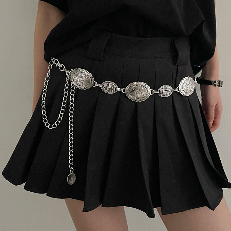 Retro Multi-element Ethnic Style Carved Chain Niche Modified Waist