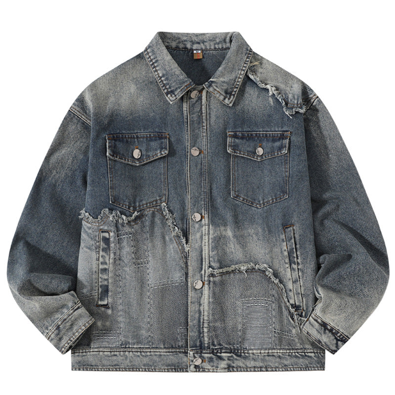 Washed Destroyed Denim Jacket