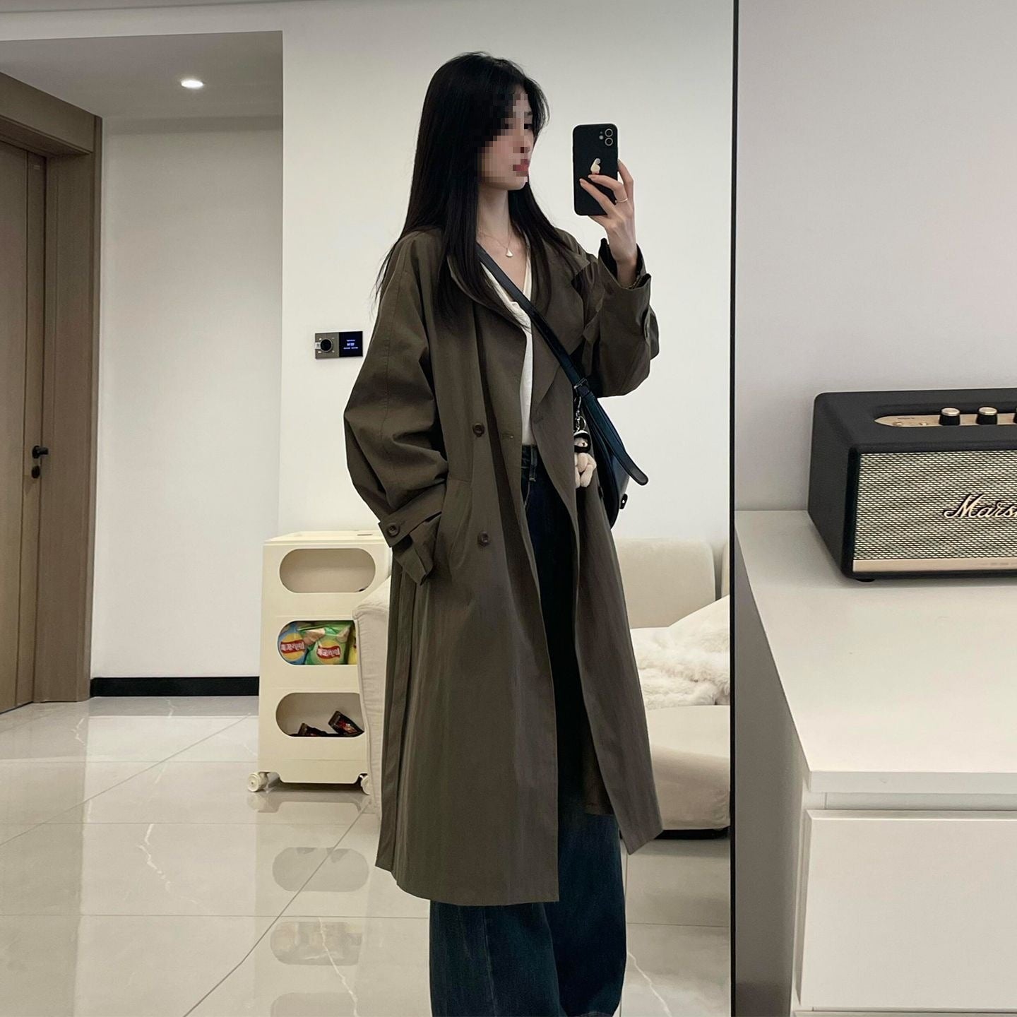 Midlang trenchcoat i koreansk stil