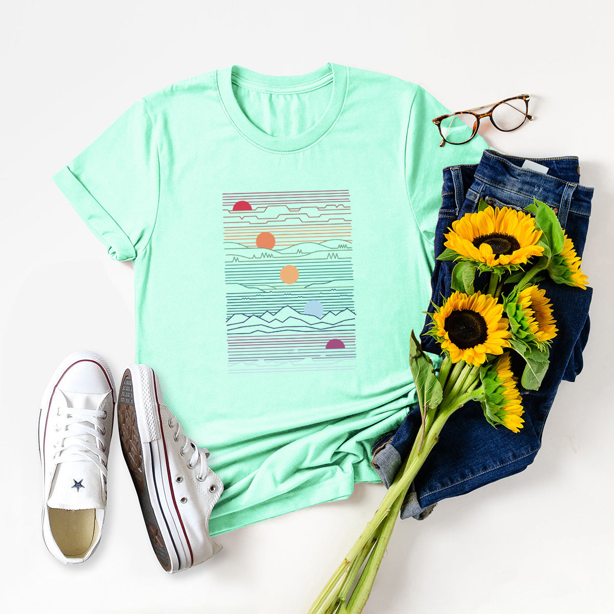 European And American Women's Round Neck Short Sleeve T-shirt