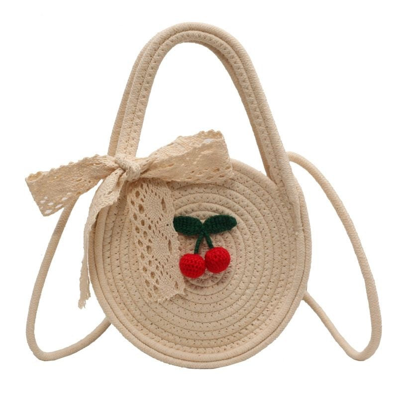 Cotton String Small Round Trendy All-match Seaside Beach Weaving Shoulder Messenger Bag