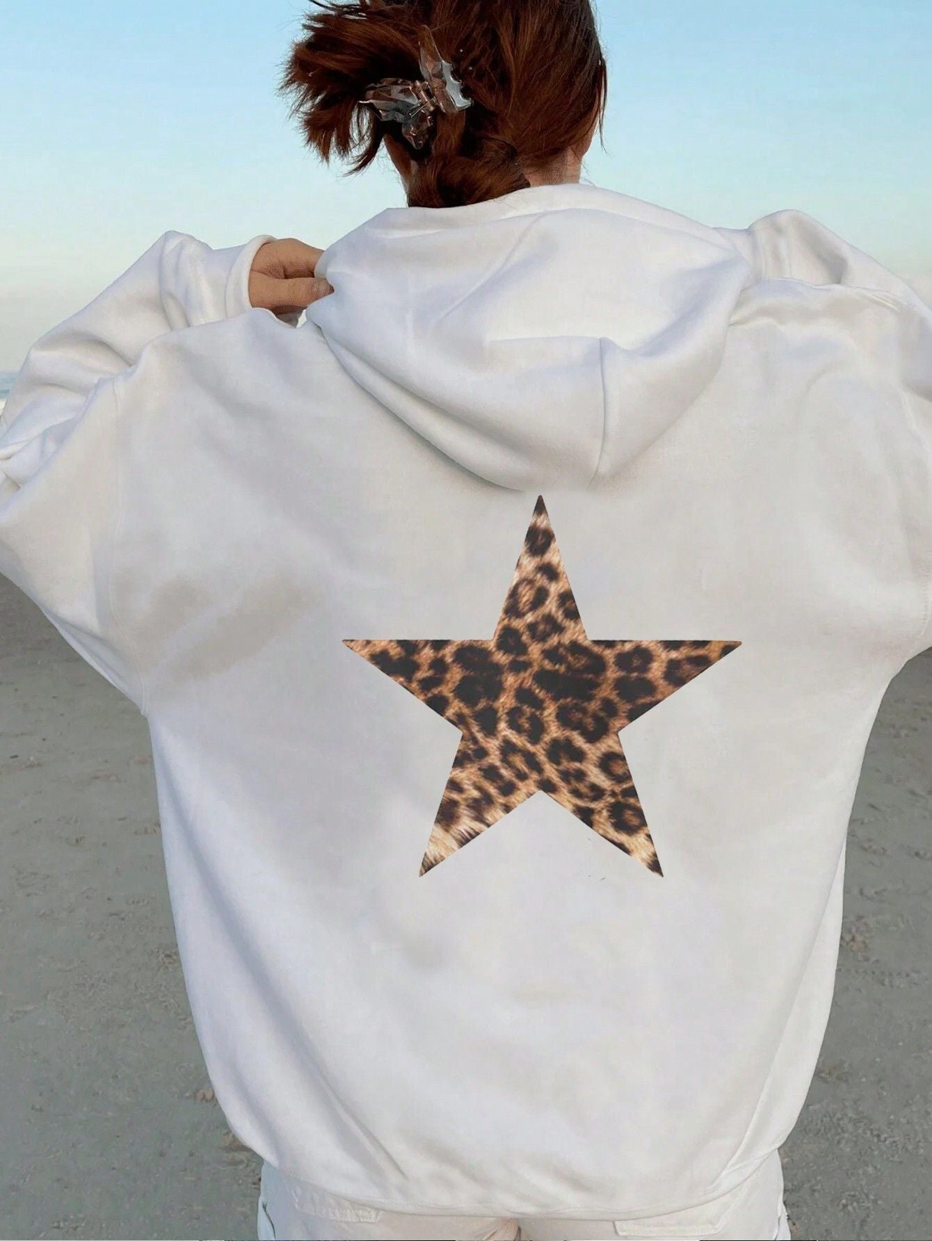 Women's Fashion XINGX Printed Loose Hooded Sweater