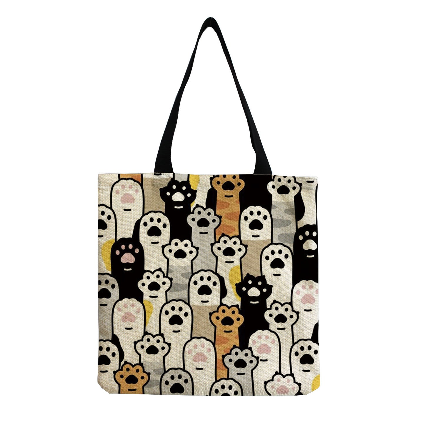 Foldable Portable Cute Cat-group Printed Handbag