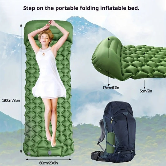 Outdoor Portable Foldable Foot-Pump Car-Carrying Inflatable Camping Mat