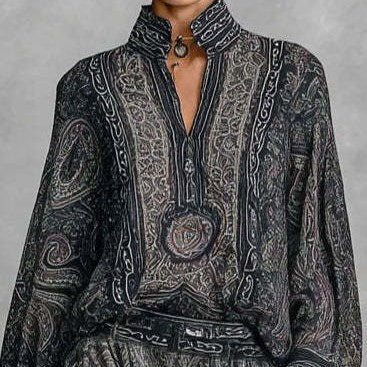 Womens Fashionable Vintage Floral Long-Sleeve Suit