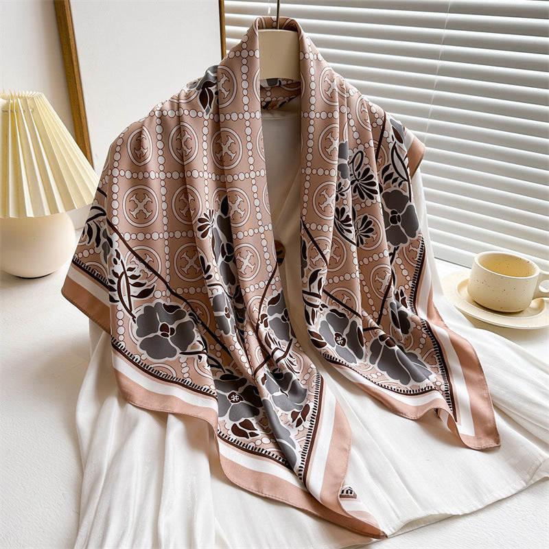 Womens Floral Color-Block Sun-Protective ShawlHijab