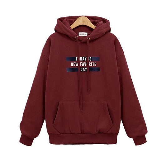 European And American Letter Printing Hooded Loose Pullover Women