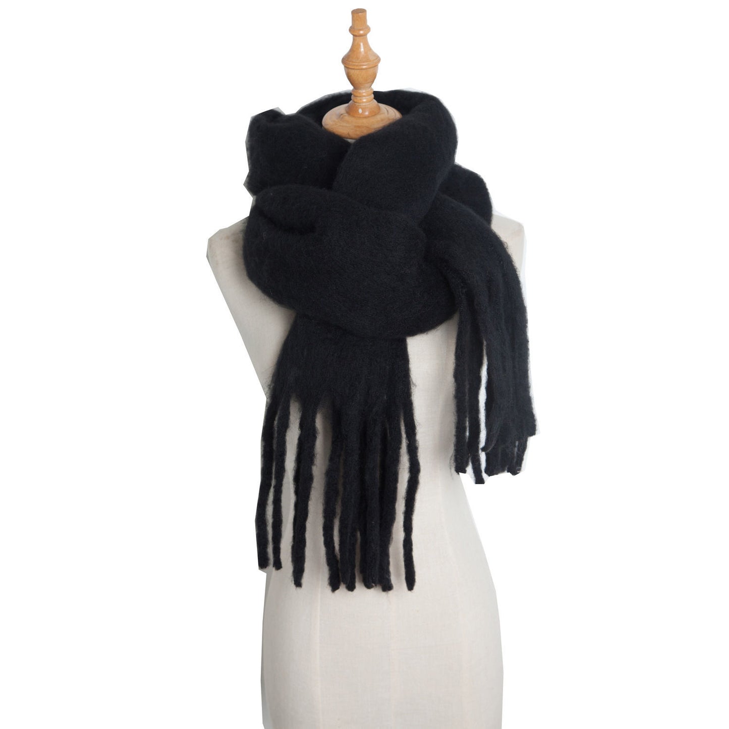 Mohair Twist Flet Plys Tørklæde til Kvinder Vinter Fortykket