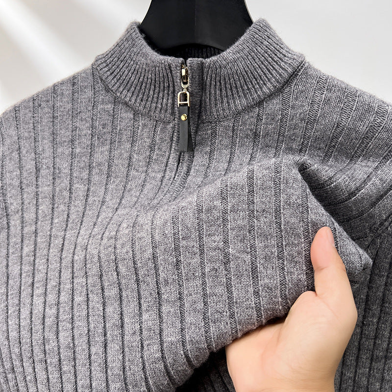 Men's Pullover Half Zipper Sweater Vertical Stripes
