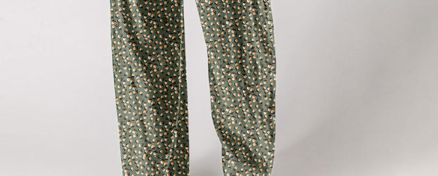 Printed Overalls With Pleated Pockets