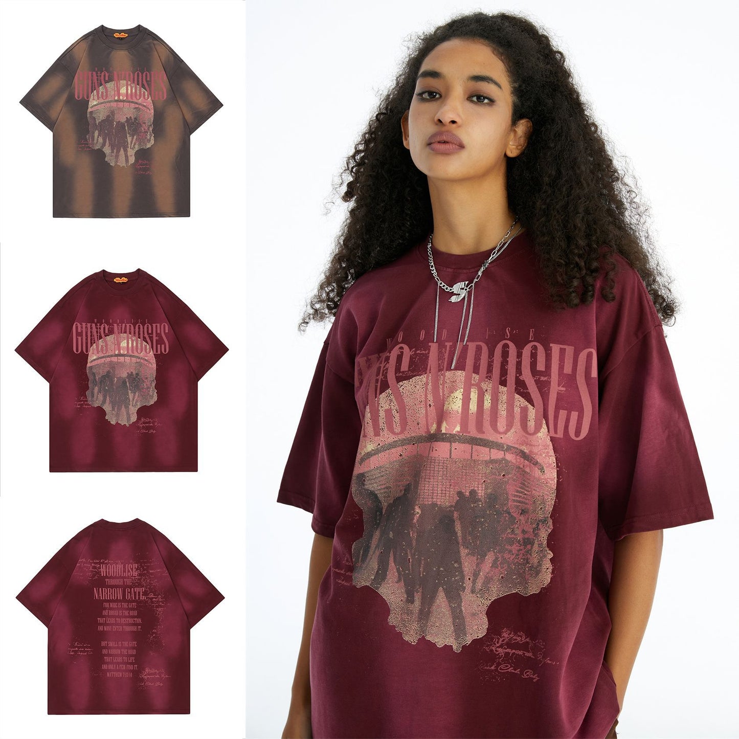 Retro Fashion Brand Multi-bit Spray Color Short-sleeved T-shirt