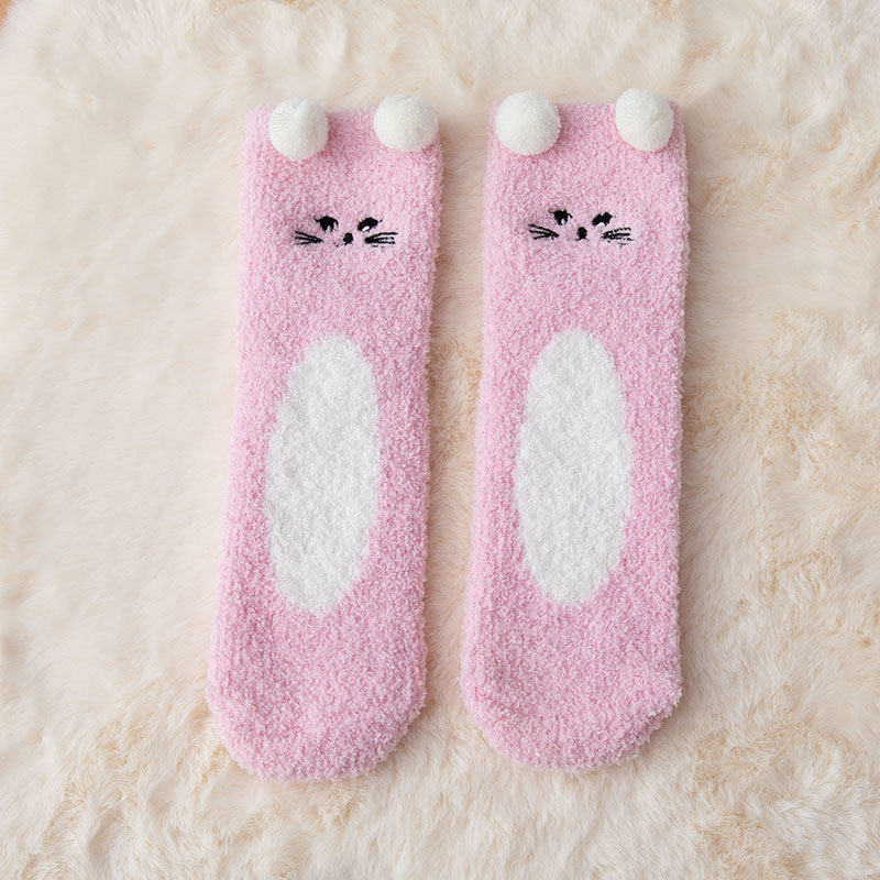 Coral Fleece Warm Socks Women's Cartoon Thickening