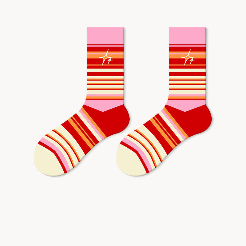 Dopamine Color Horizontal Stripes Tube Socks