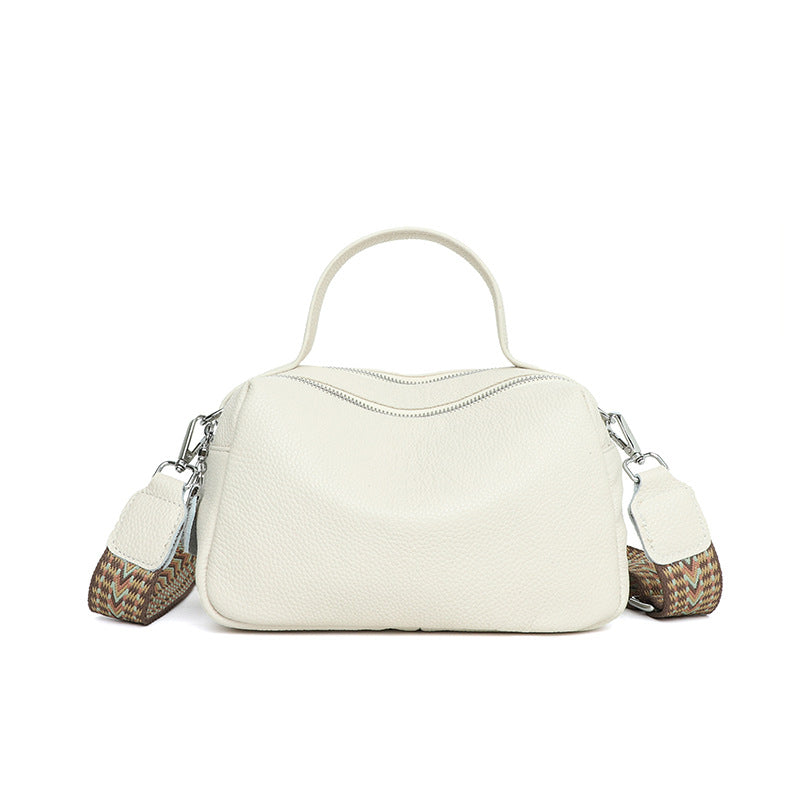 First Layer Cowhide Leather Single-shoulder Bag Summer New Classic Double Pull Large Capacity