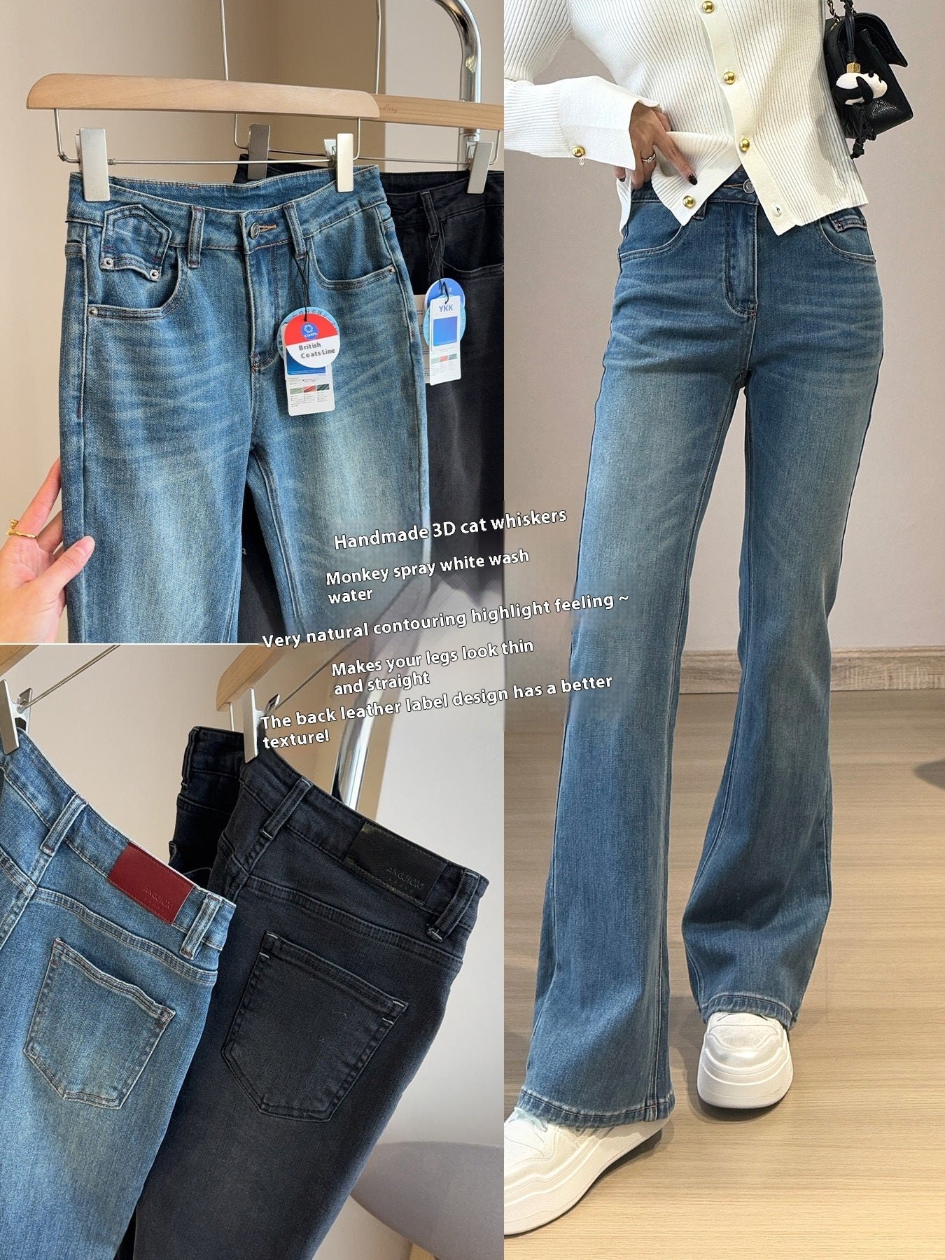 Goddess Long Legs Bootcut-bukser Høj Talje Slankende Slank Mikroelastiske Små Slids