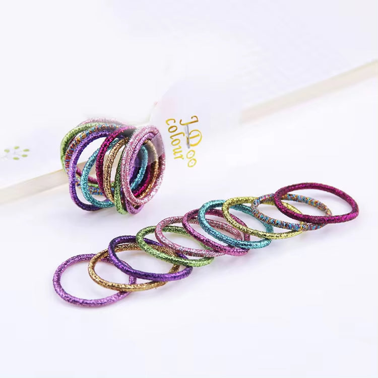 10-pack High Elastic Shiny Children's Thumb Rubber Band Gold Leaf Hair Band Accessories