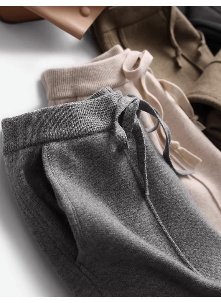 Fashion Personality Female Knit Cropped Pants