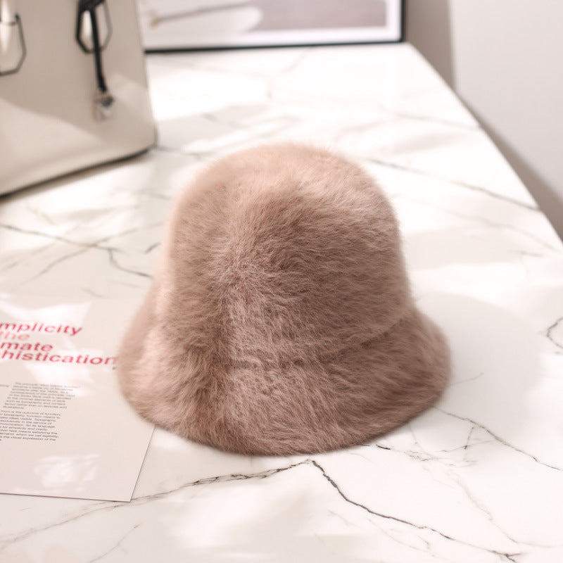 Rabbit Fur Sweet Plush Warm Bucket Hat