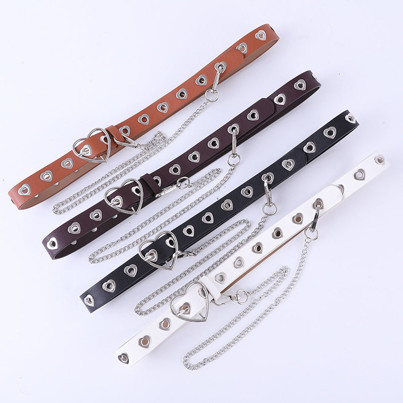 Punk Heart Eyelet Buckle Cutout Decoration Ladies Belt