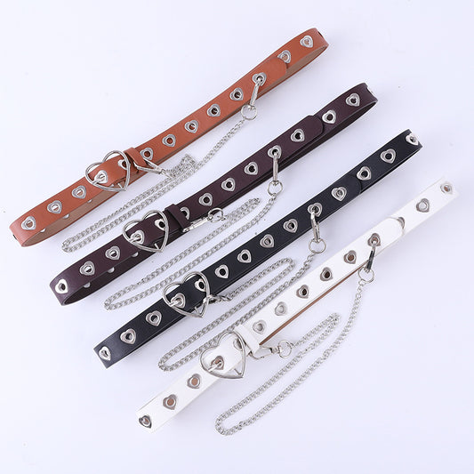 Punk Heart Eyelet Buckle Cutout Decoration Ladies Belt