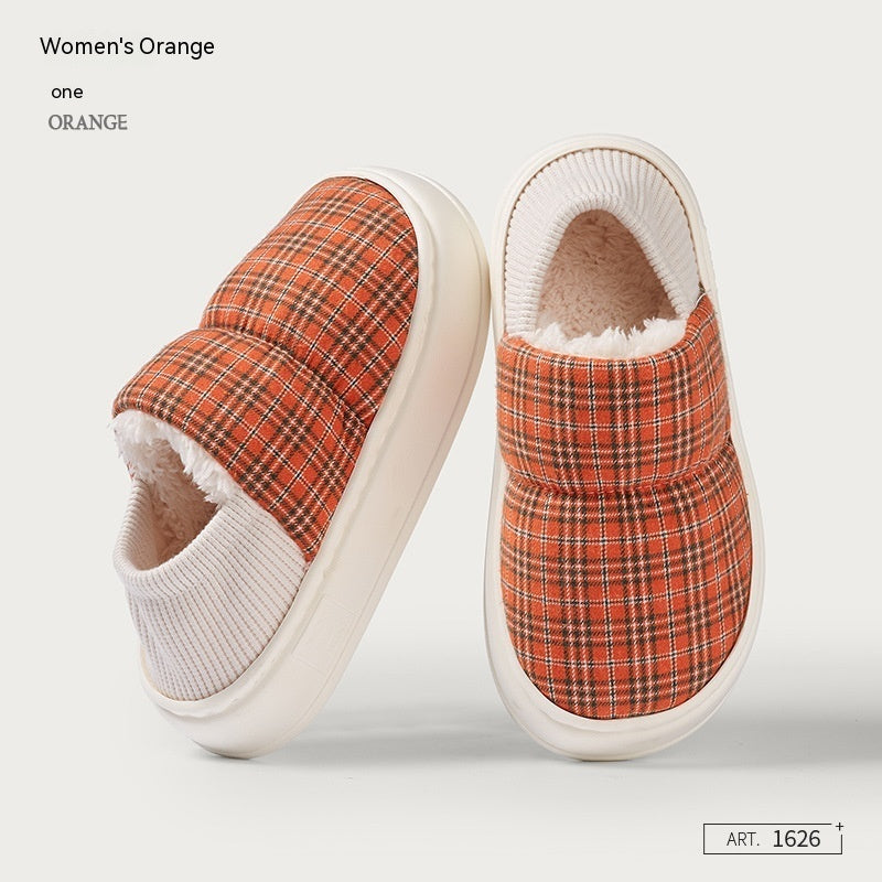 Ankle Wrap Cotton Slippers Home Indoor Warm Fleece-lined Platform Confinement Shoes
