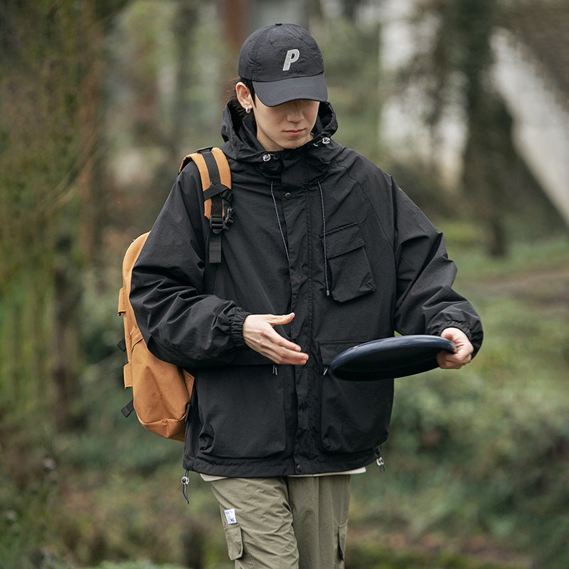 Double-layer Windproof Anti-penetration Autumn Hooded Outdoor Jacket Coat Male