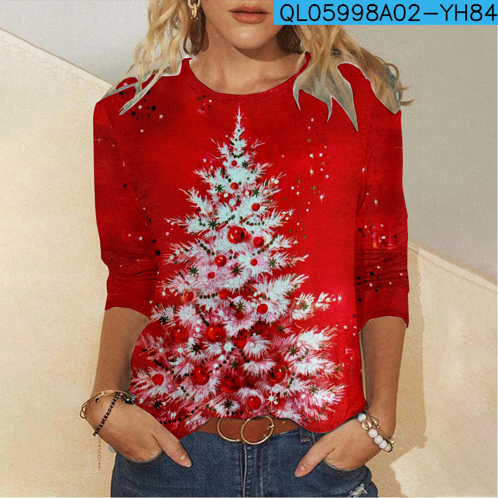 Women's Round Neck Long Sleeve Sweater Creative Christmas