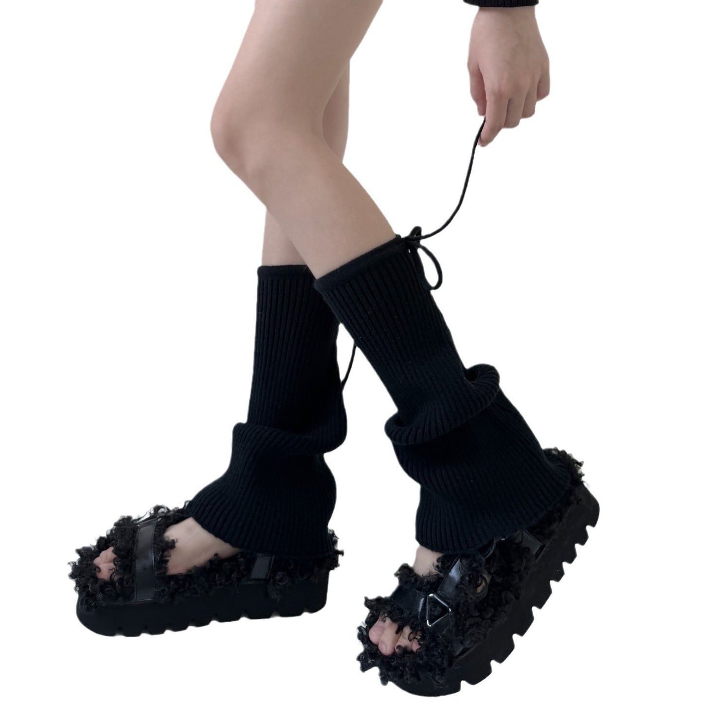 Pure Color Micro-la Pile Style Leg Warmer Milk White Calf Socks Spring And Autumn