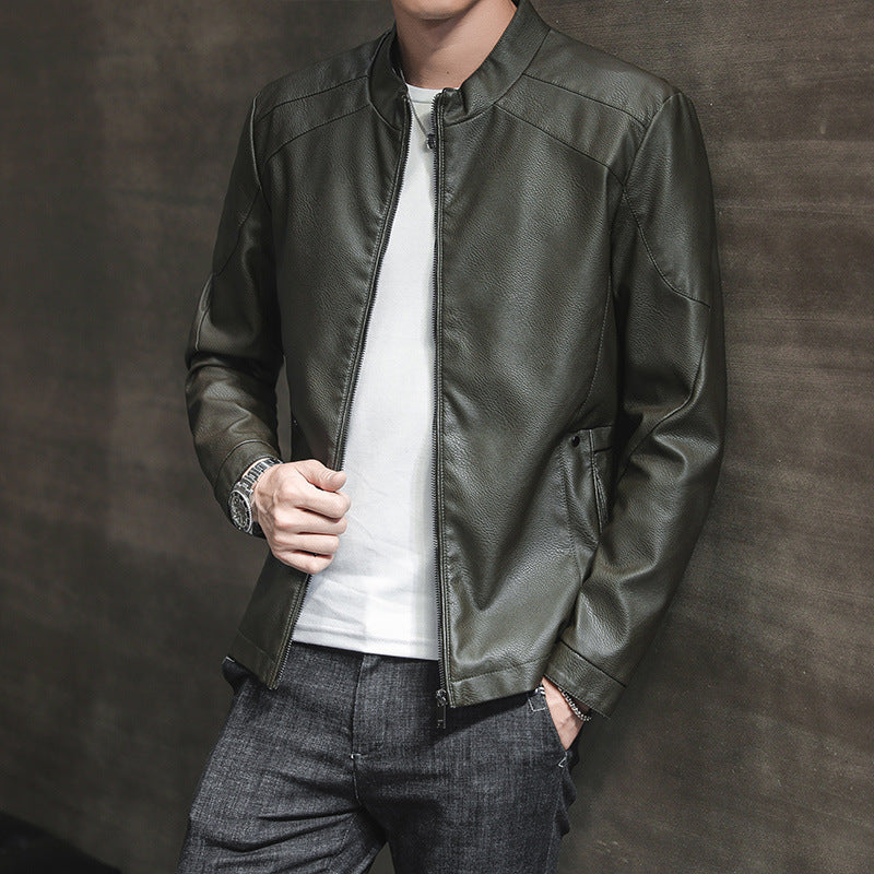 Fashion Men's Leather Coat Youth Trendy