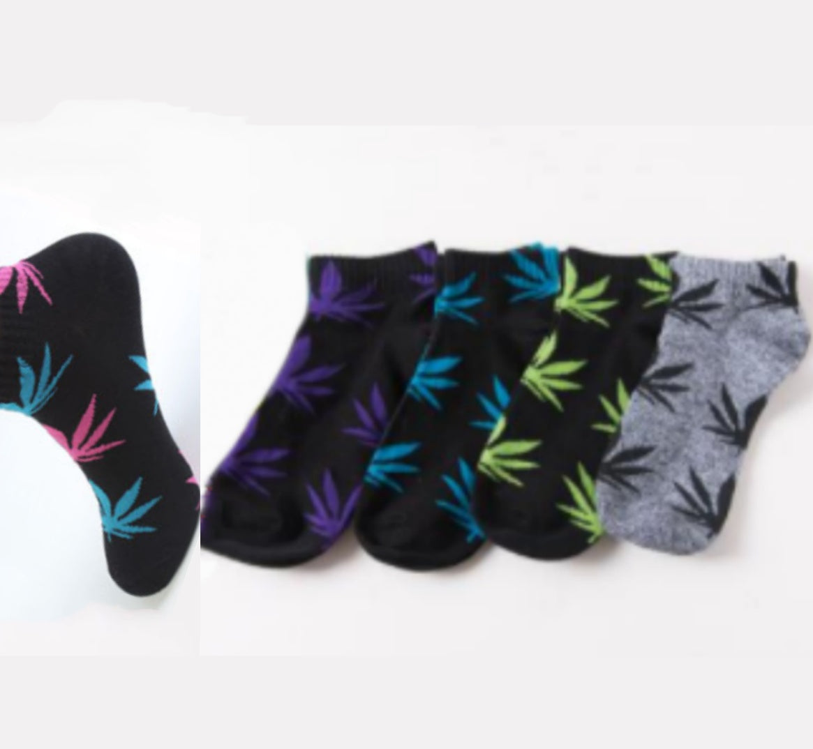 Trendy Cotton Hemp Leaf Sports Low-Cut Hip-Hop Boat Socks