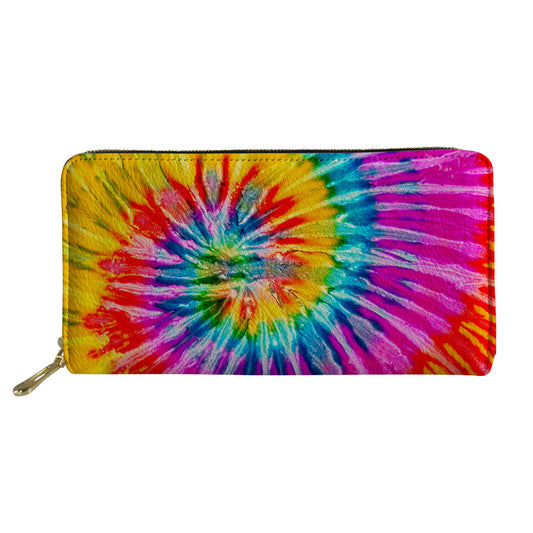 Floral Ladies Dog Love Long Wallet Tie Dye Clutch