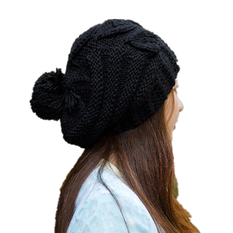 Women's Fashion Warm Solid Color Sweater Hat