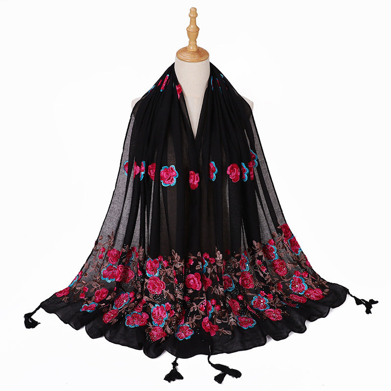 Ladies Travel Often Shawl Embroidery