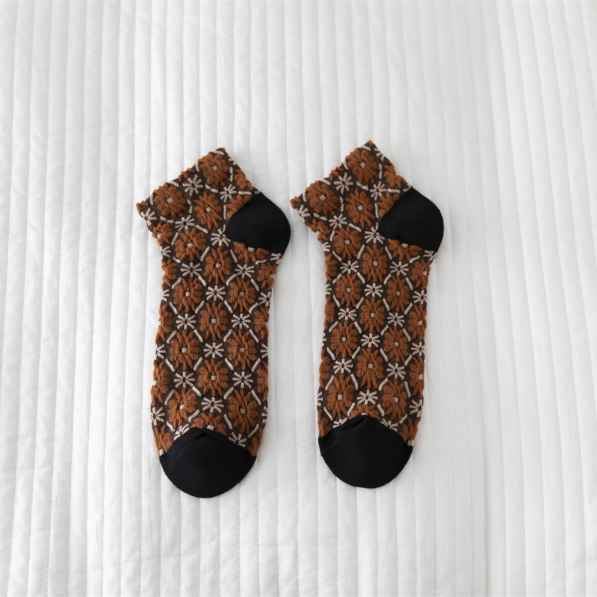 Vintage Style Flower Women's Boat Socks Cotton