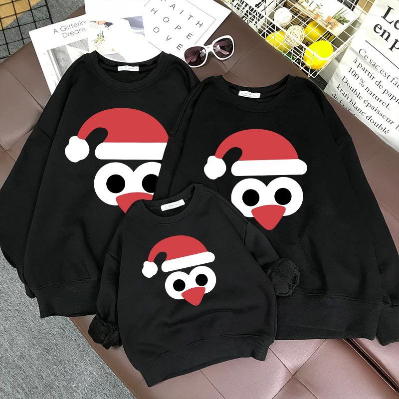 Parent-child Suit Dad Mom Children Christmas Cartoon Printed Hoodie
