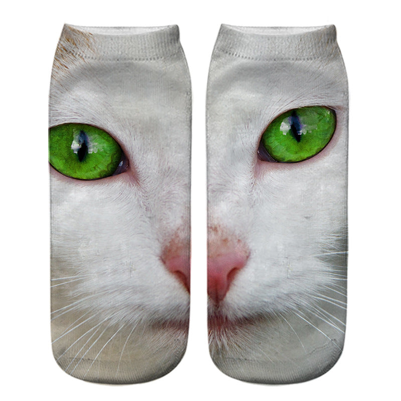 Cat Eye 3D Printing Heat Transfer Short Socks