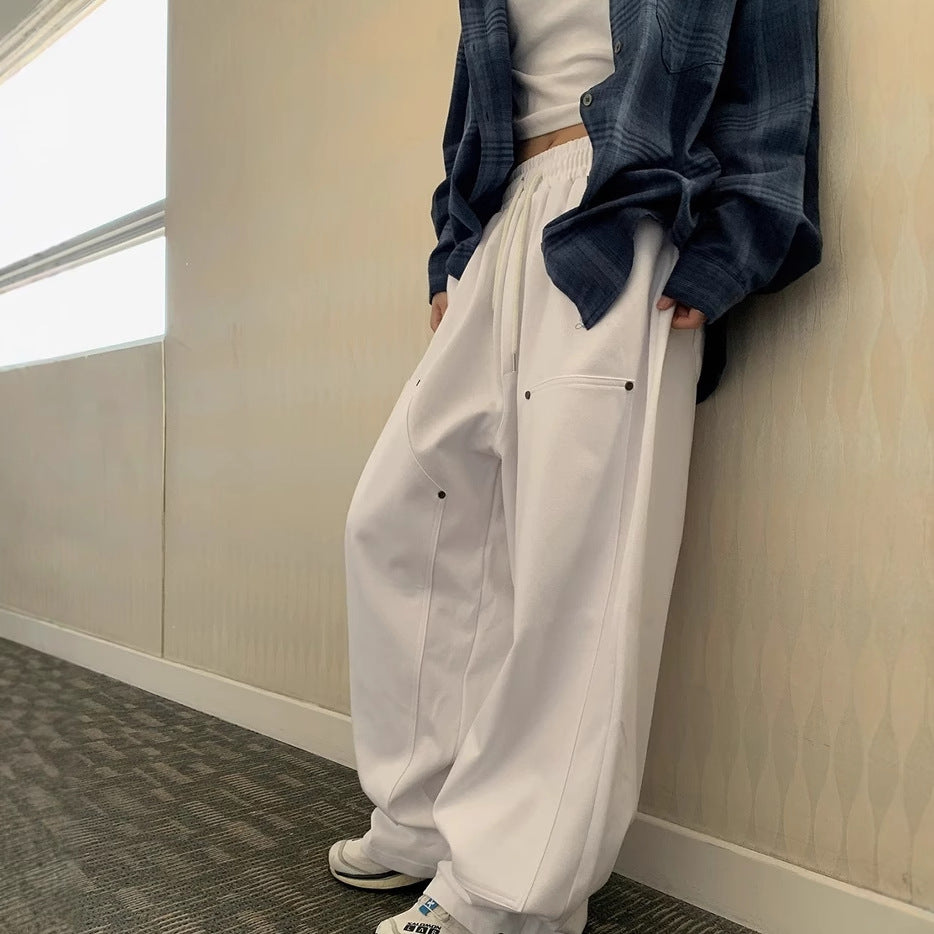 Street Retro Unisex Style Loose Wide-leg Pants