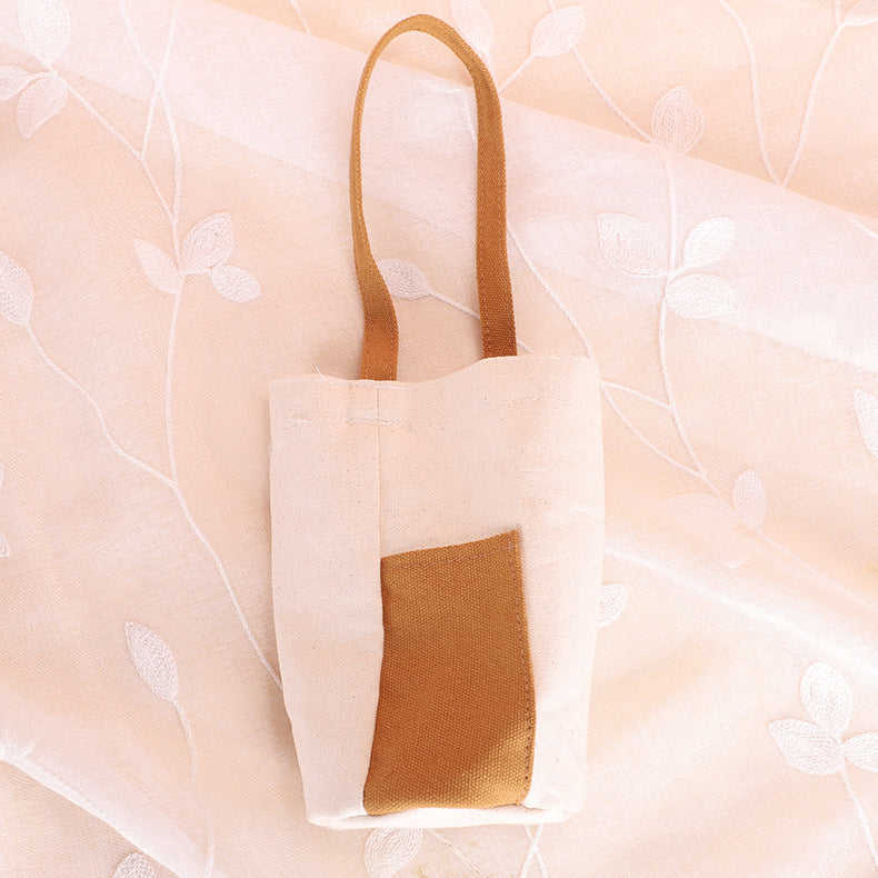 Canvas Portable Water Bottle Cover Heat Insulation Protective Cover Storage Tote Bag