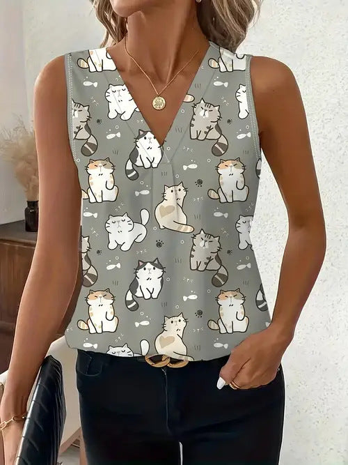 Women's Versatile Minimalist Printed Vest