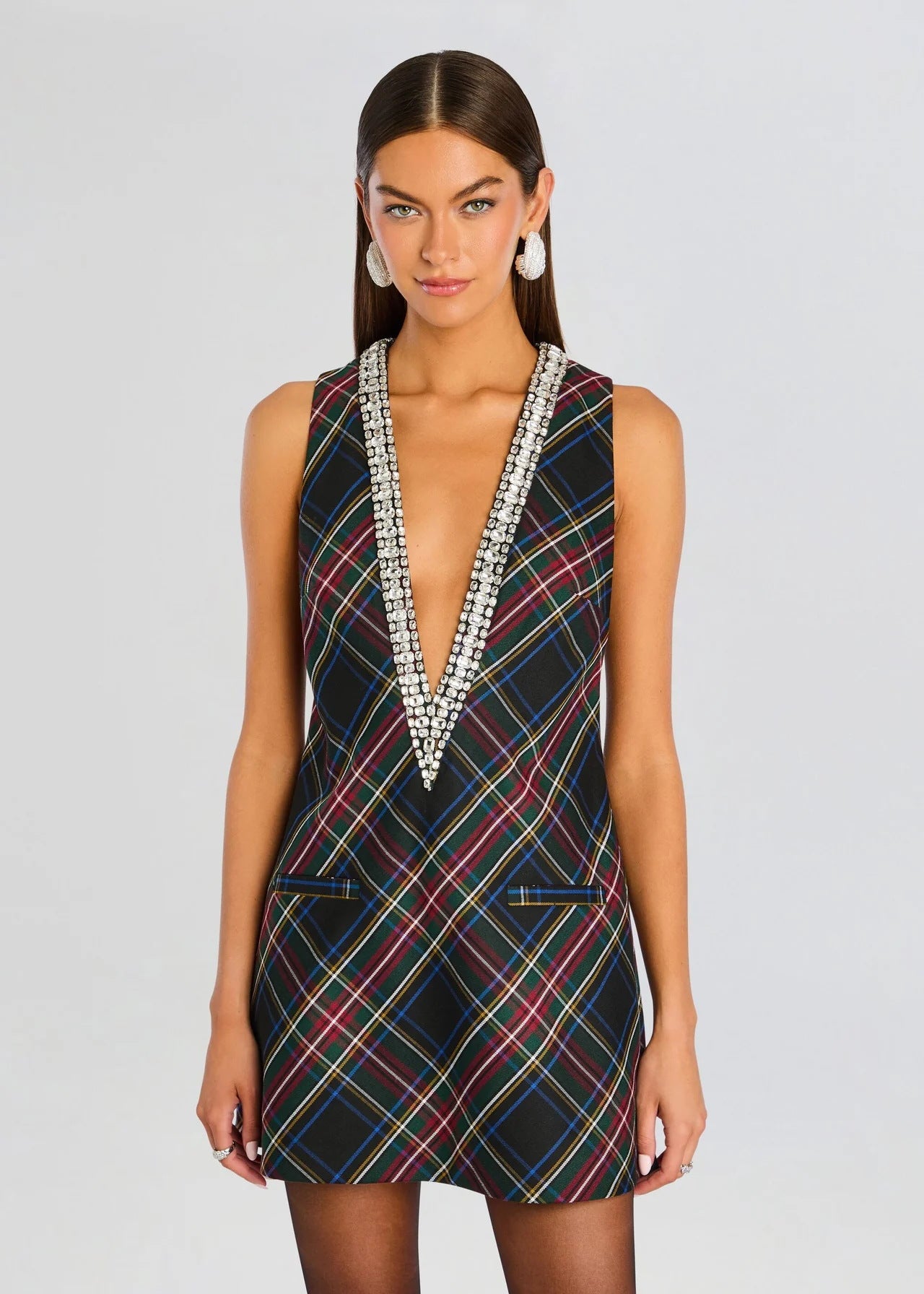 Hot-stone Multi-color Sleeveless Dress