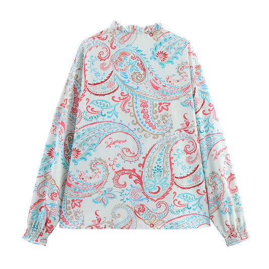 European And American Style Fashionable Simple Printed Poplin Shirt