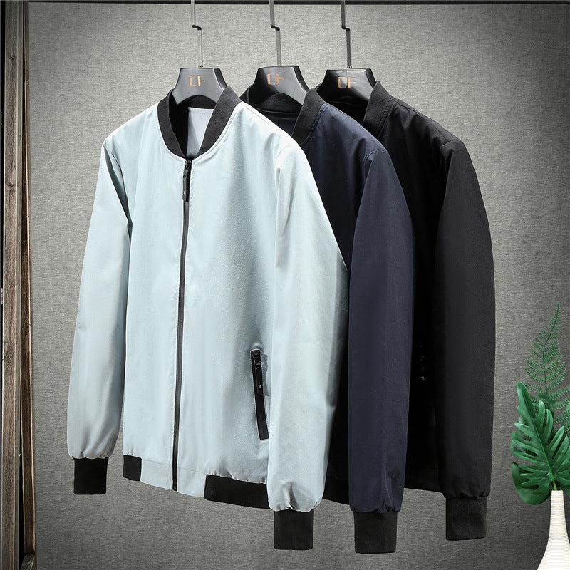 Trendy Top Coat Stand Collar Solid Color Casual Jacket