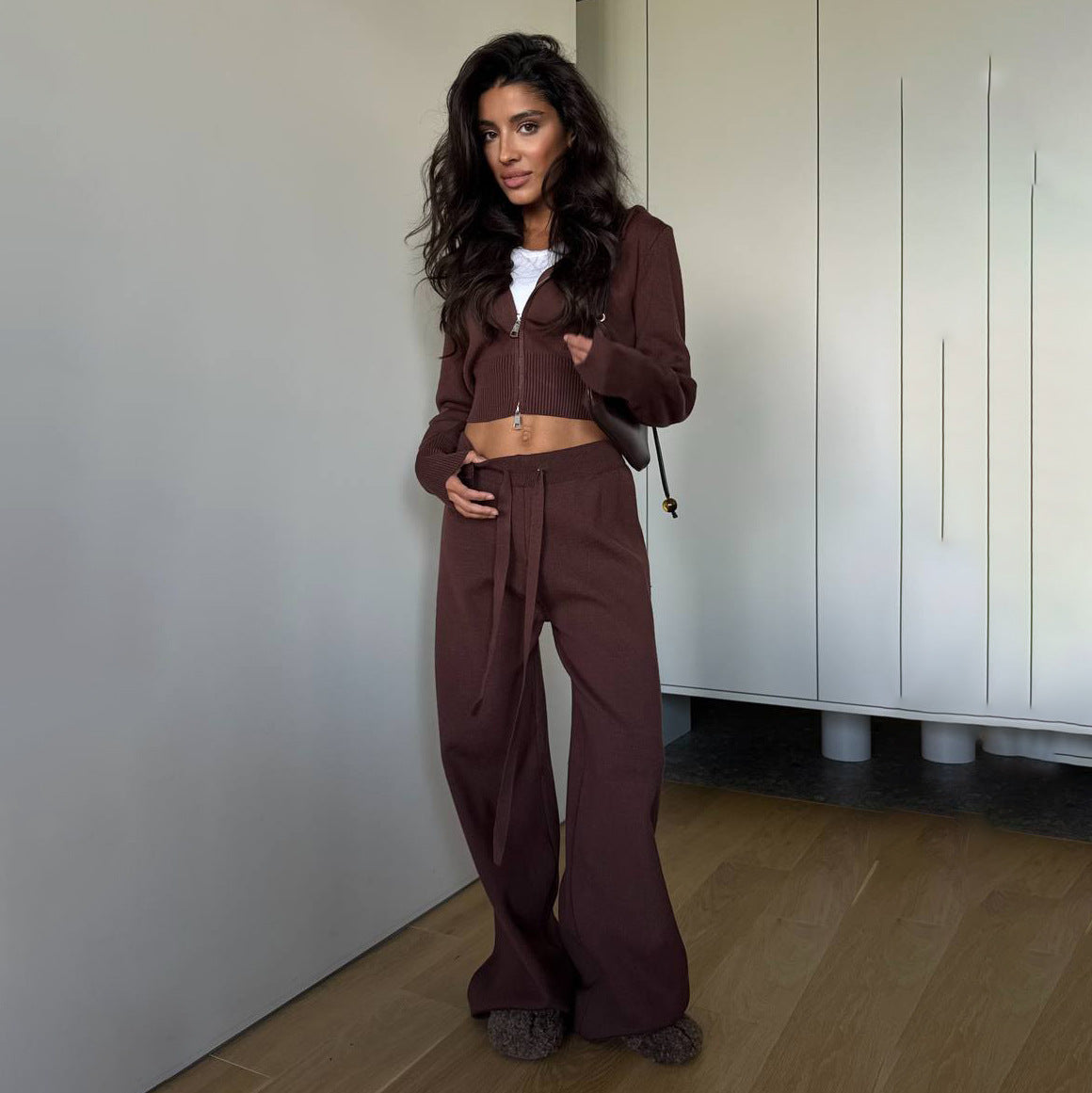 Top Drawstring Wide-leg Straight-leg Pants Slimming