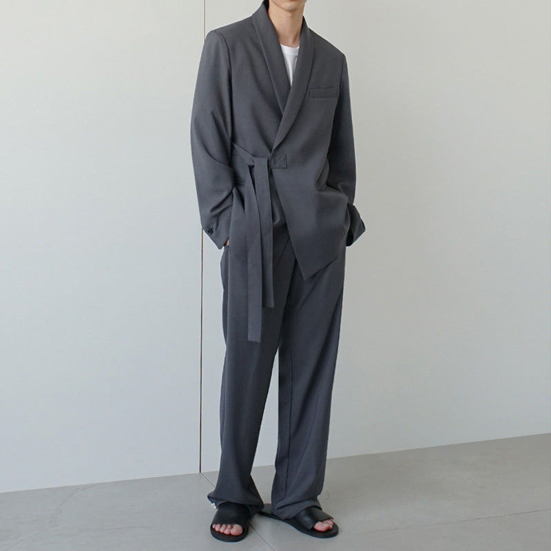 Design Side Belt Suit Men's Jacket