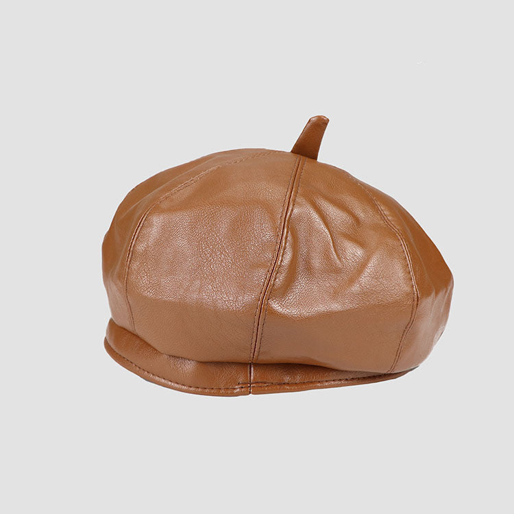 Women's English Vintage Leather Octagonal Hat