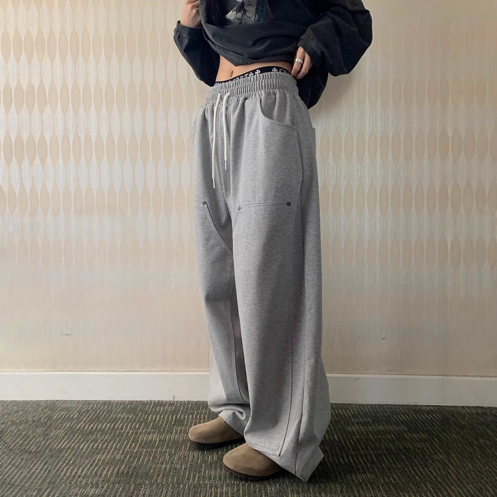 Street Retro Unisex Style Loose Wide-leg Pants