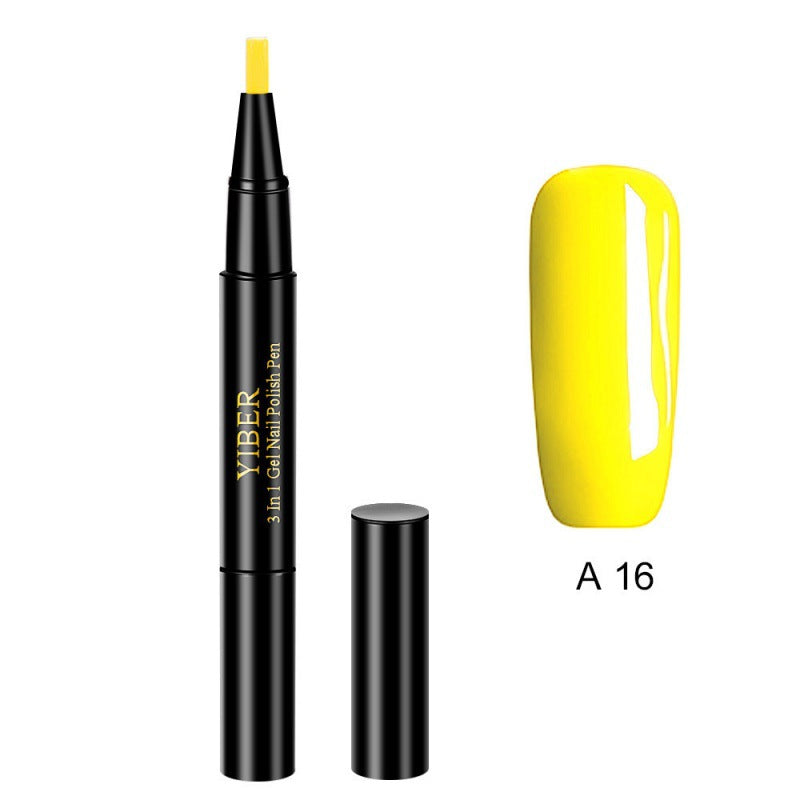 5pcs Nail Polish Pen 3 In 1 One Step Glue Pen Multicolor