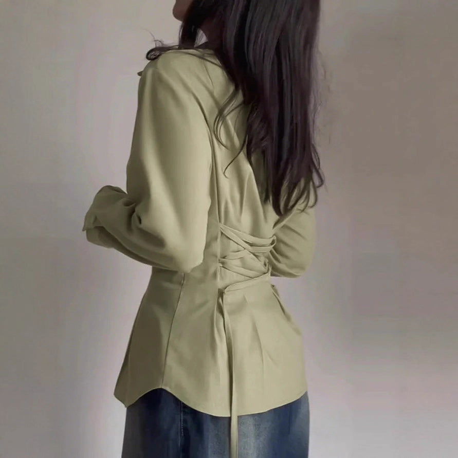 Womens Stylish Slightly Mature Long-Sleeve Top